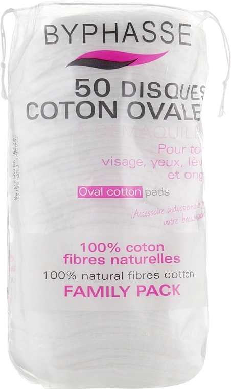 Ватные диски для снятия макияжа, овальные - Byphasse Oval Cotton Pads, 50 шт - фото N1