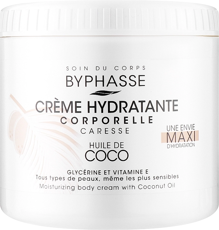 Увлажняющий крем для тела с кокосовым маслом - Byphasse Body Moisturizer Cream With Coconut Oil, 500 мл - фото N1