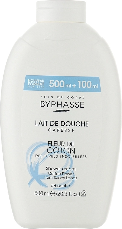 Крем для душу "Квітка бавовни" - Byphasse Caresse Shower Cream, 600 мл - фото N1