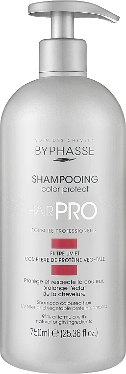 Шампунь для защиты окрашенных волос - Byphasse Hair Pro Shampoo Color Protect, 750 мл - фото N1