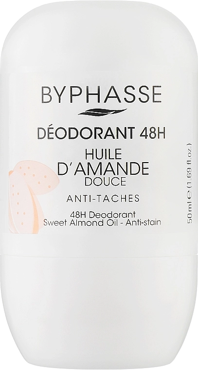 Дезодорант роликовый "Масло сладкого миндаля" - Byphasse Roll-On Deodorant 48h Sweet Almond Oil, 50 мл - фото N1