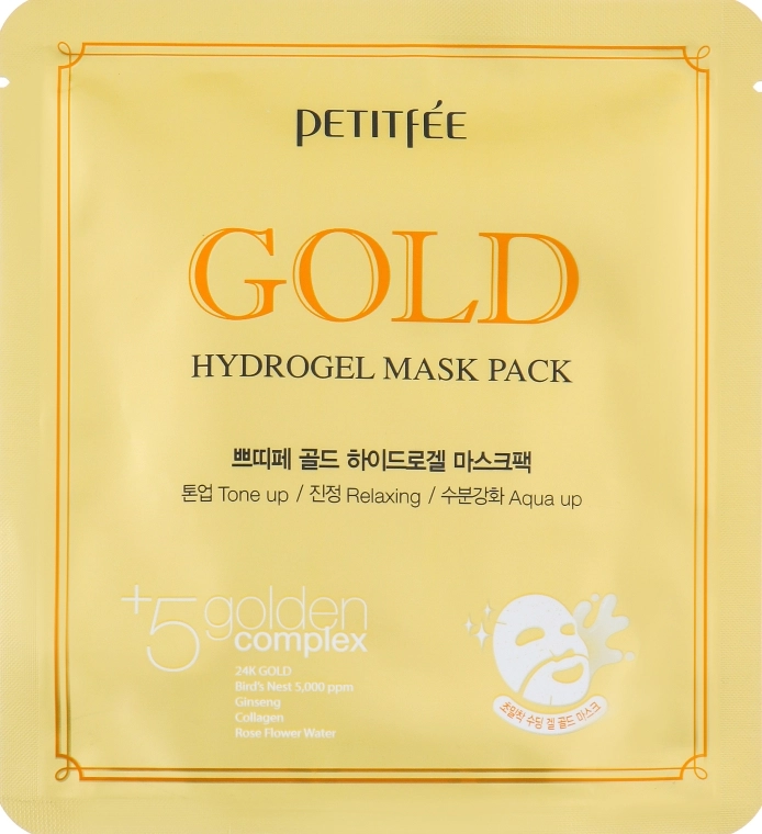 Гідрогелева маска для обличчя із золотим комплексом - PETITFEE & KOELF Gold Hydrogel Mask Pack +5 golden complex, 1 шт - фото N1