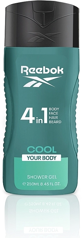 Гель для душу 4в1 для чоловіків - Reebok Cool Your Body Hair & Body Shower Gel, 250 мл - фото N1