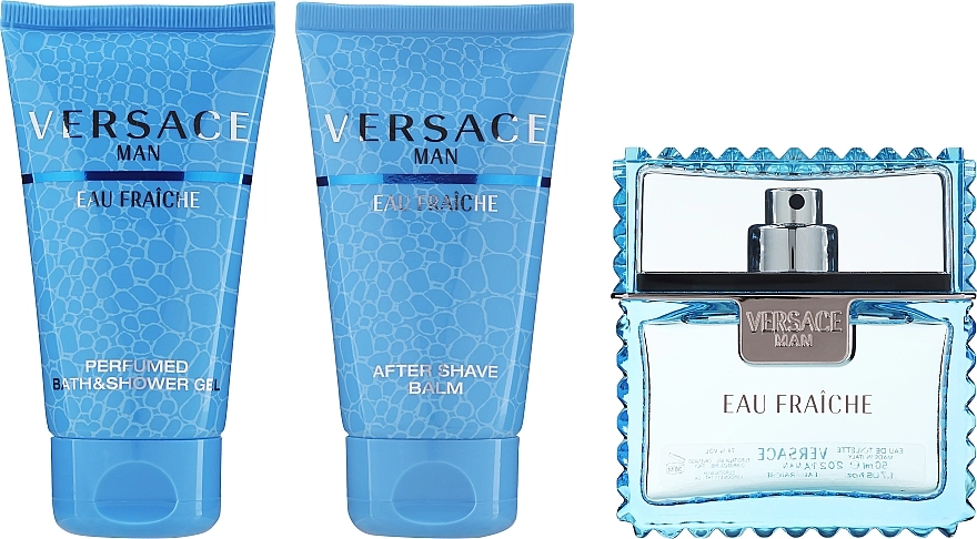 Набор - Versace Man Eau Fraiche, туалетная вода 50 мл + гель для душа 50 мл + бальзам после бритья 50 мл - фото N2