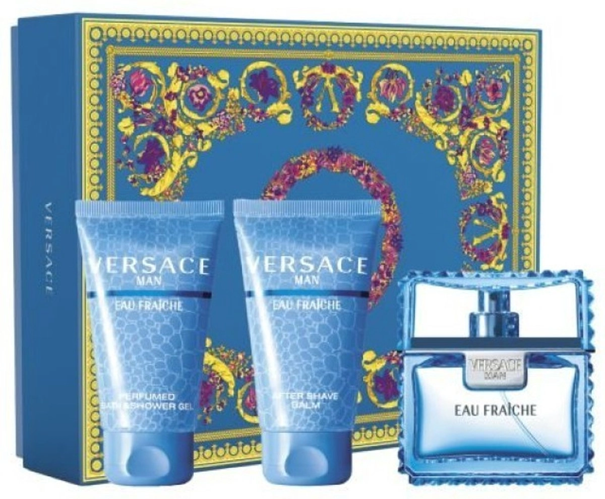 Набор - Versace Man Eau Fraiche, туалетная вода 50 мл + гель для душа 50 мл + бальзам после бритья 50 мл - фото N1