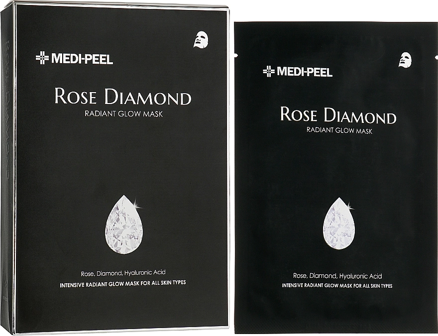 Тканевая маска с алмазной пудрой - Medi peel Rose Diamond Radiant Glow Mask, 25 мл, 1 шт - фото N5