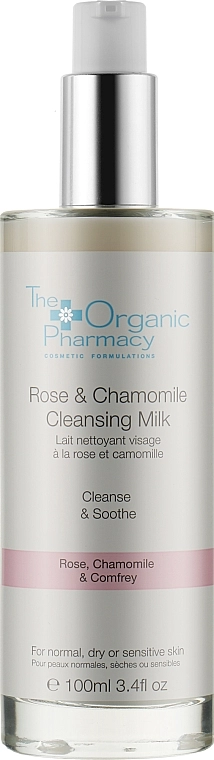 Очищающее молочко для чувствительной кожи лица - The Organic Pharmacy Rose & Chamomile Cleansing Milk, 100 мл - фото N1