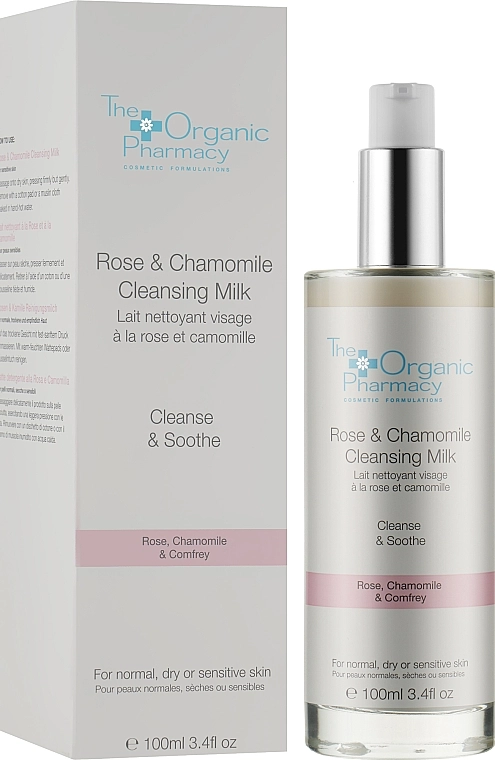 Очищающее молочко для чувствительной кожи лица - The Organic Pharmacy Rose & Chamomile Cleansing Milk, 100 мл - фото N2