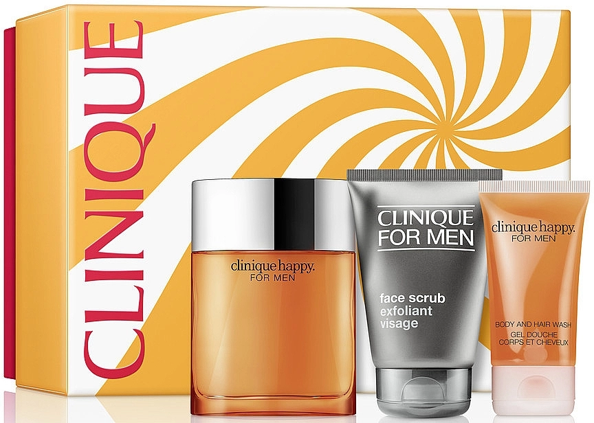 Clinique Happy For Men Набір (edc/100ml + scr/100ml + body/hair/gel/50) - фото N1