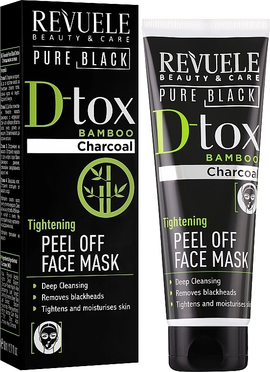 Revuele Маска-плівка для обличчя з бамбуковим вугіллям Pure Black Detox Peel Off Face Mask - фото N2