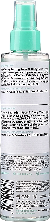 MineTan Увлажняющий спрей для постепенного загара Face Body Cucumber Ultra Hydrating Gradual Tan Mist - фото N2