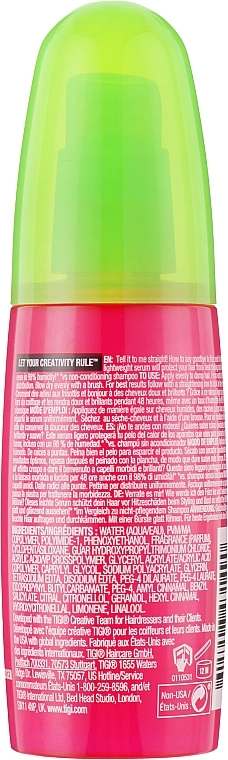 TIGI Сыворотка для выпрямления волос Bed Head Straighten Out Anti Frizz Serum - фото N2