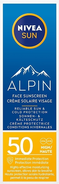 Nivea Солнцезащитный крем для лица SPF50 Sun Alpin Sun Cream for Face SPF 50+ - фото N1