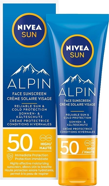 Nivea Солнцезащитный крем для лица SPF50 Sun Alpin Sun Cream for Face SPF 50+ - фото N5