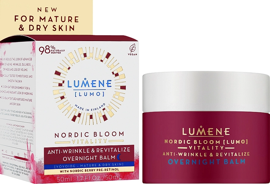 Lumene Нічний бальзам для обличчя від зморщок Nordic Bloom Vitality Anti-Wrinkle & Revitalize Overnight Balm - фото N2