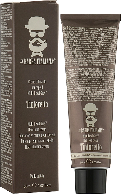 Barba Italiana Крем-фарба для волосся для чоловіків Tintoretto Multi Level Grey - фото N1