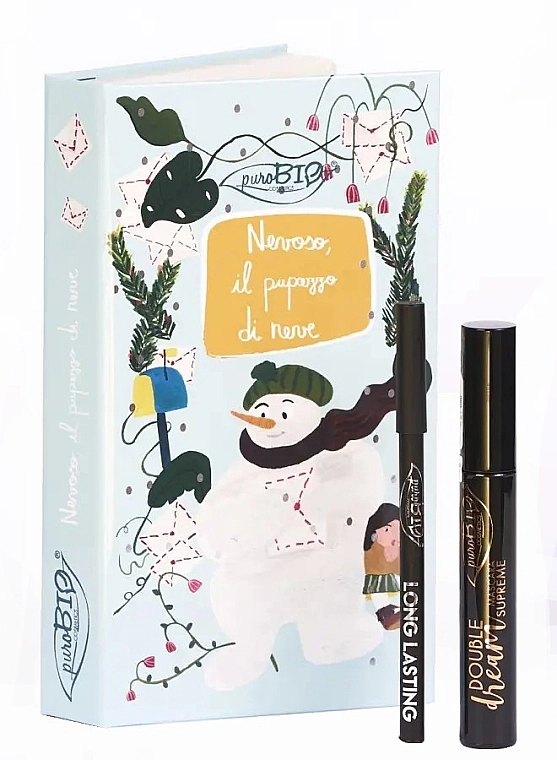 PuroBio Cosmetics Christmas Box The Snowman (mascara/11ml + eye/pencil/1.3g) Набір "Сніговик" - фото N1