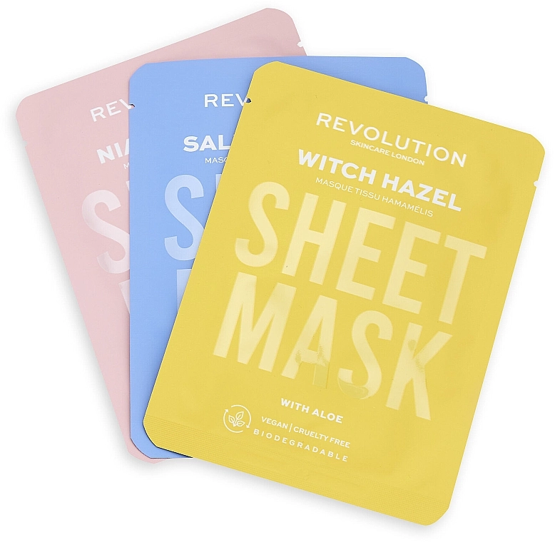Revolution Skincare Набір Blemish Prone Skin Biodegradable Sheet Mask (3 x f/mask) - фото N1