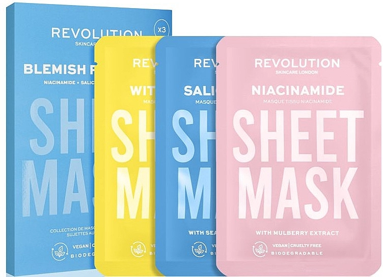 Revolution Skincare Набір Blemish Prone Skin Biodegradable Sheet Mask (3 x f/mask) - фото N5