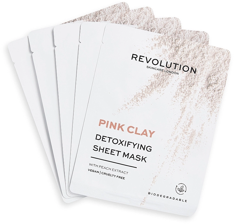 Revolution Skincare Набір тканинних масок Pink Clay Detoxifying Sheet Mask (f/mask/5pcs) - фото N1