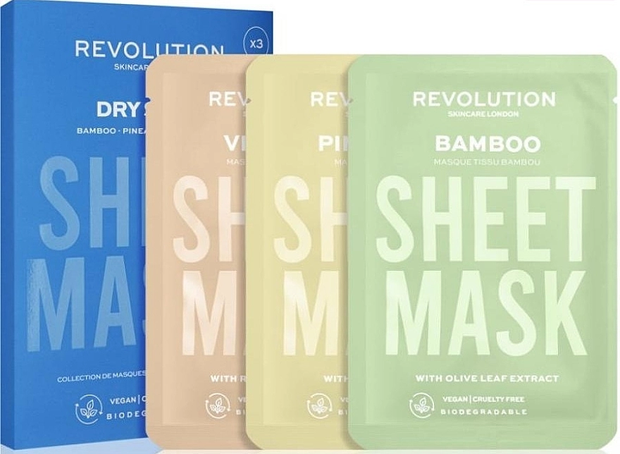 Revolution Skincare Набір масок для сухої шкіри Dry Skin Biodegradable Sheet Mask (f/mask/3pcs) - фото N5