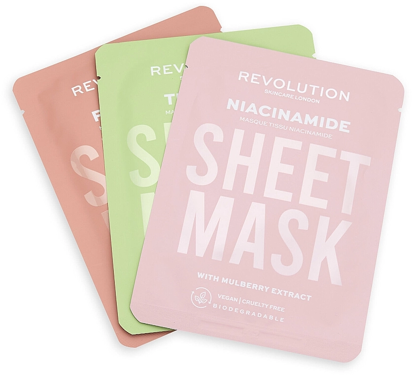 Revolution Skincare Набір масок для жирної шкіри Oily Skin Biodegradable Sheet Mask (f/mask/3pcs) - фото N1