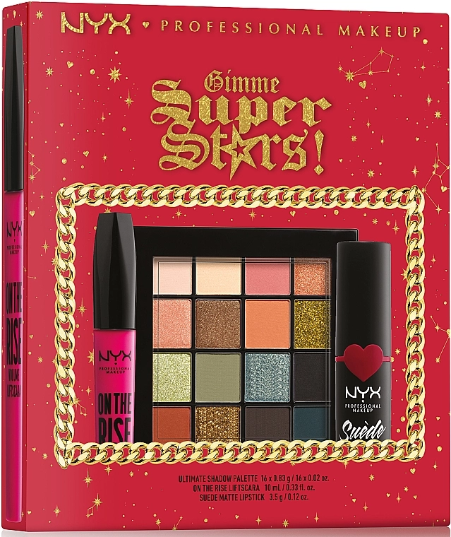 NYX Professional Makeup Gimme Superstars! (mascara/10ml + lipstick/3.5g + eye/palette/13.28g) Набор для макияжа - фото N3