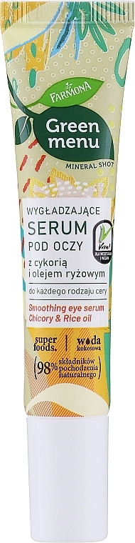 Farmona Разглаживающая сыворотка для кожи вокруг глаз с цикорием и рисовым маслом Green Menu - фото N1