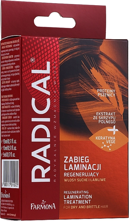 Farmona Radical Lamination Treatment (h/mask/15ml + h/booster/15ml + h/ser/5ml) Набор для ламинирования волос - фото N1