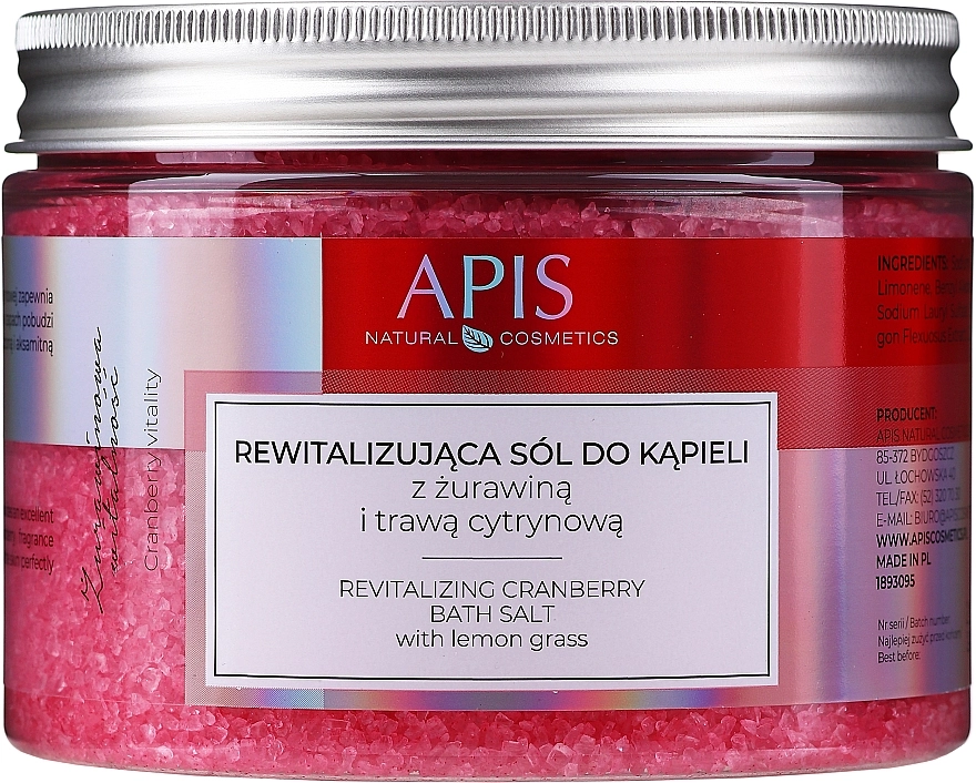 APIS Professional Соль для ванн восстанавливающая с клюквой и лемонграссом - фото N1