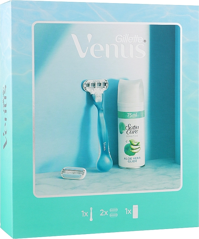 Gillette Набор Venus Smooth (razor + refil/2pcs + shave/gel/75ml) - фото N1