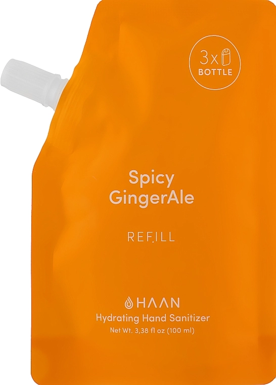 HAAN Антисептик для рук "Пряний імбирний ель" Hydrating Hand Sanitizer Spicy Ginger Ale (змінний блок) - фото N1