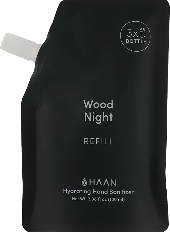 HAAN Очищувальний і зволожувальний спрей для рук "Деревний акцент" Hand Sanitizer Wood Night (змінний блок) - фото N1