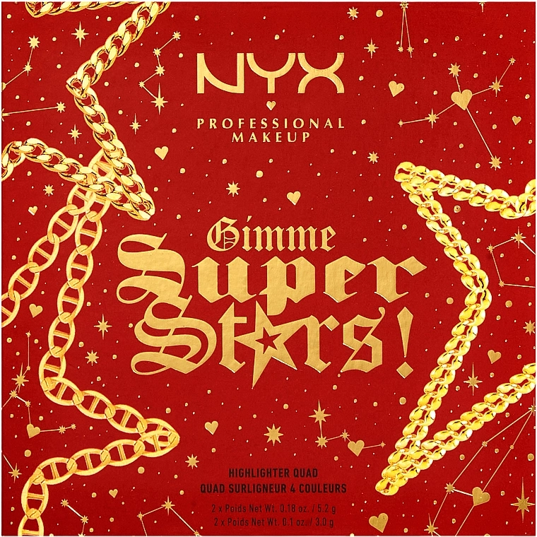 NYX Professional Makeup Gimme Superstars! Палетка хайлайтеров для лица из 4 оттенков - фото N2