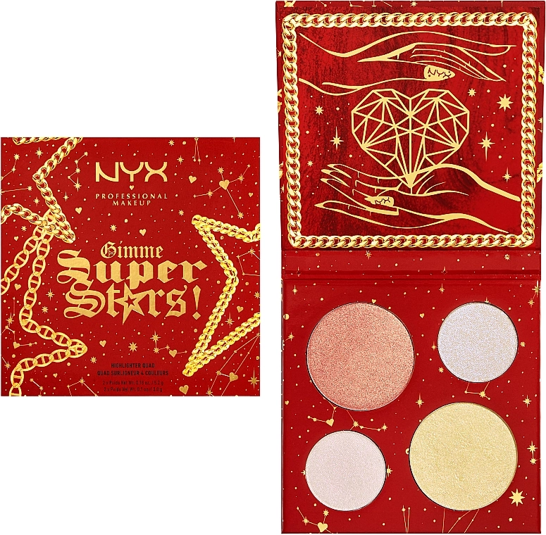 NYX Professional Makeup Gimme Superstars! Палетка хайлайтеров для лица из 4 оттенков - фото N3