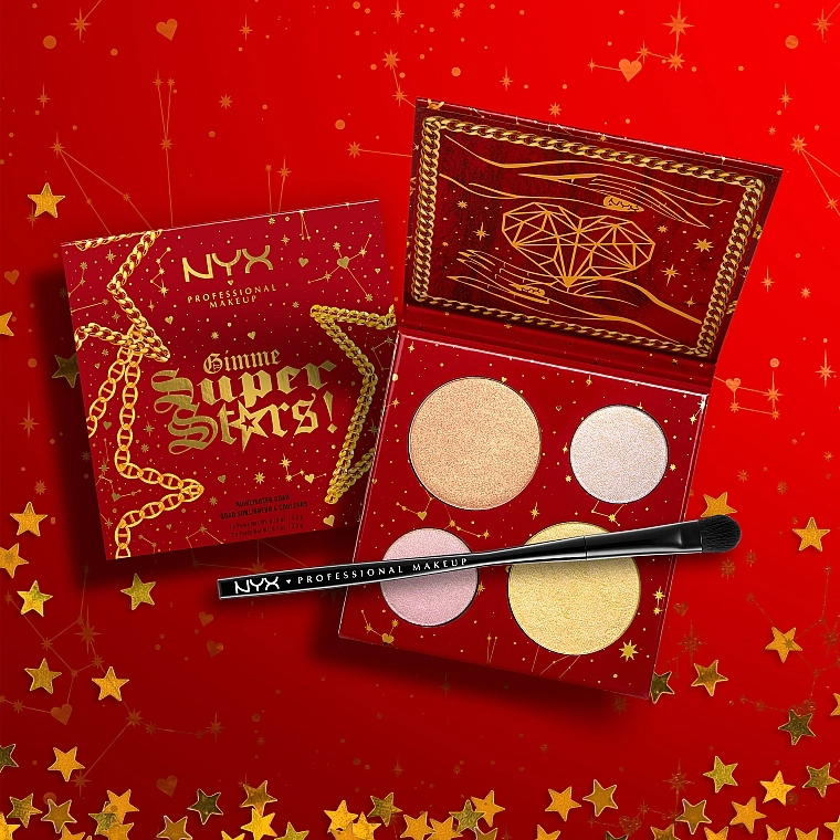 NYX Professional Makeup Gimme Superstars! Палетка хайлайтеров для лица из 4 оттенков - фото N6
