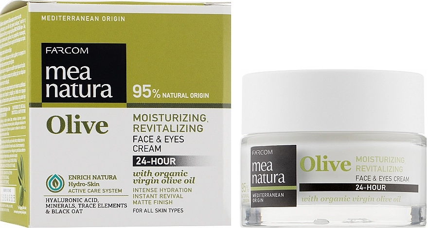 Mea Natura Увлажняющий и восстанавливающий крем для лица и глаз Olive 24h Moisturizing And Revitalizing Face&Eyes Cream - фото N2