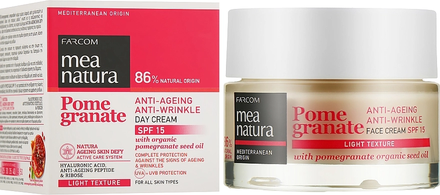 Mea Natura Антивіковий крем для обличчя SPF15 Pomegranate Anti-Ageing Face Cream Light Texture - фото N2