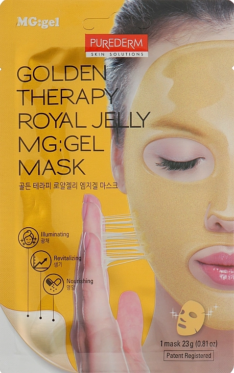 Purederm Гидрогелевая маска для лица с золотом Golden Therapy Royal Jelly MG:Gel Mask - фото N1