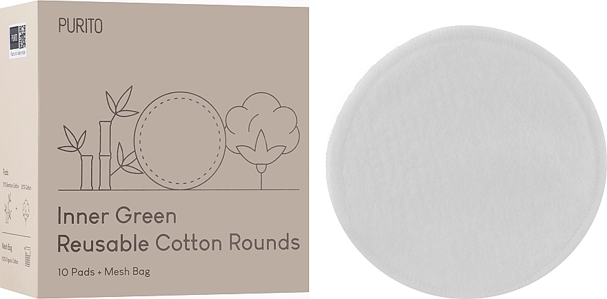 PURITO Багаторазові бавовняні диски Inner Green Reusable Cotton Rounds - фото N3