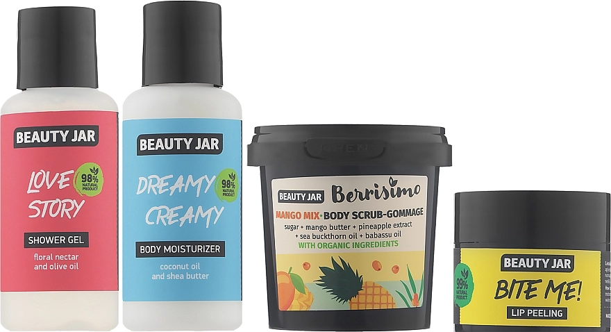 Beauty Jar Набор (b/cr/80ml + l/peel/15ml + sh/gel/80ml + scr/150g) - фото N2