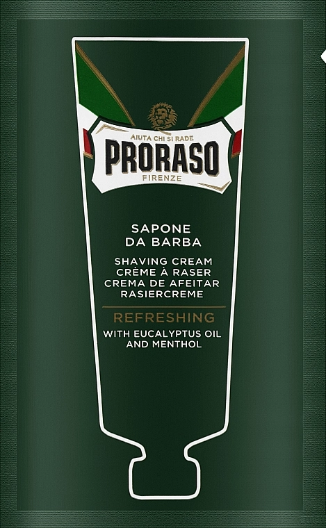 Proraso Крем для бритья с экстрактом эвкалипта и ментола Green Line Refreshing Shaving Cream (пробник) - фото N1