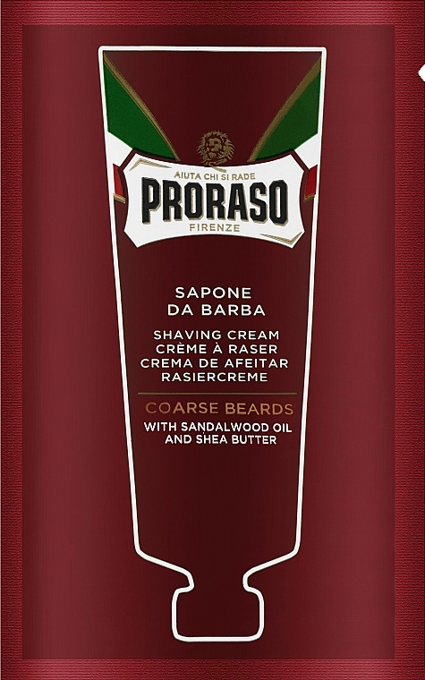 Proraso Крем для бритья для жесткой щетины с маслом ши и сандалом Red Shaving Cream (пробник) - фото N1