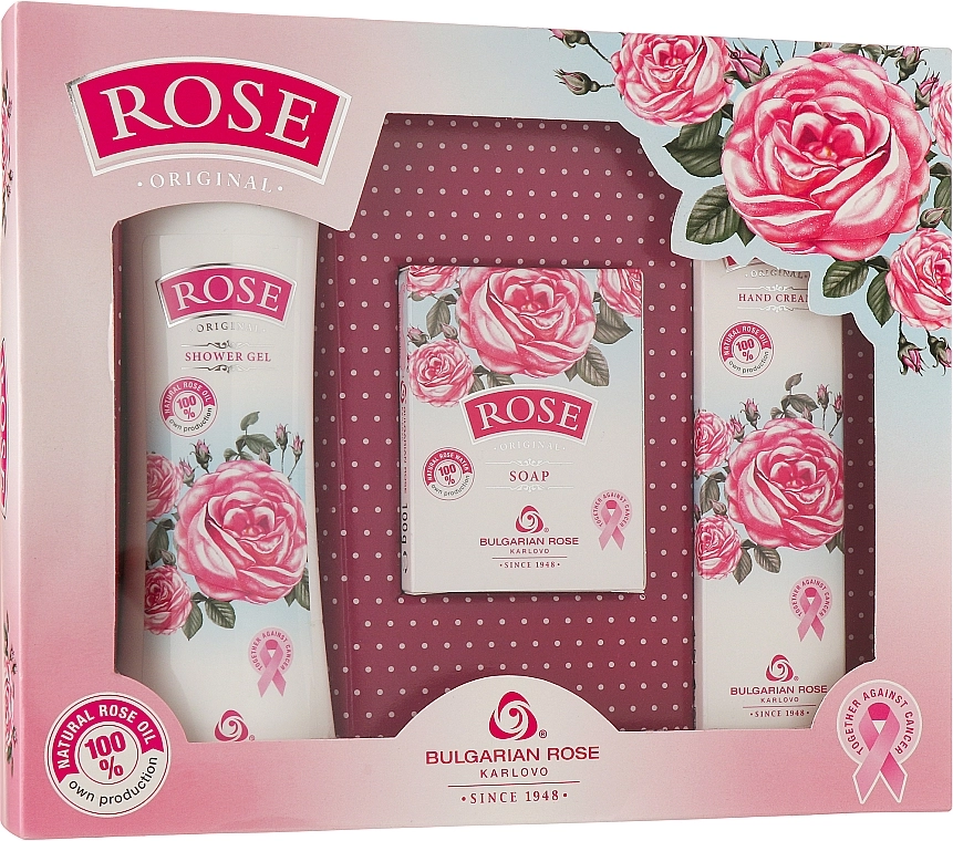 Bulgarian Rose Подарочный набор для женщин "Rose" "Rose" (h/cr/50ml + s/gel200ml + soap/100g) - фото N1