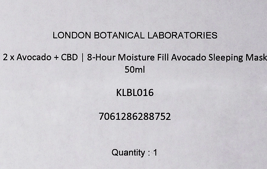 London Botanical Laboratories Набор Avocado+CBD 8-Hour Moisture Fill Avocado Sleeping Mask (mask/50ml + mask/50ml) - фото N3