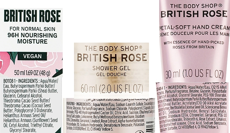 The Body Shop Набор Bloom & Glow British Rose Treats (sh/gel/60ml + h/cr/30ml + b/butter/50ml + bag) - фото N4