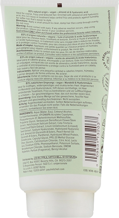 Paul Mitchell Кондиціонер незмивний, для в'юнкого волосся Clean Beauty Anti-Frizz Leave-In Treatment - фото N2