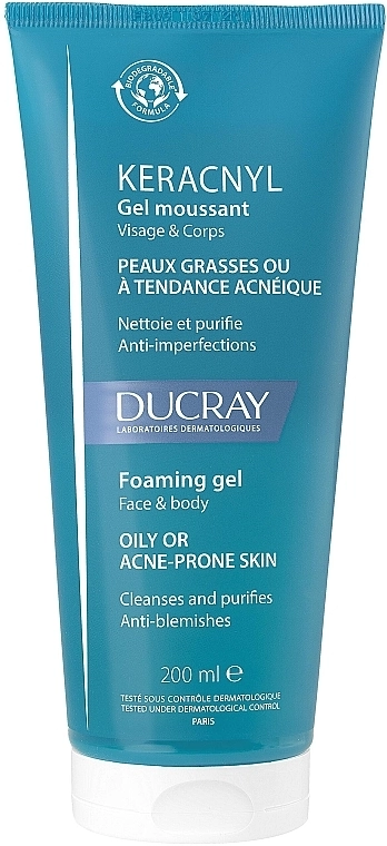 Ducray Очищувальний гель для жирної шкіри зі схильністю до акне Keracnyl Foaming Gel - фото N1