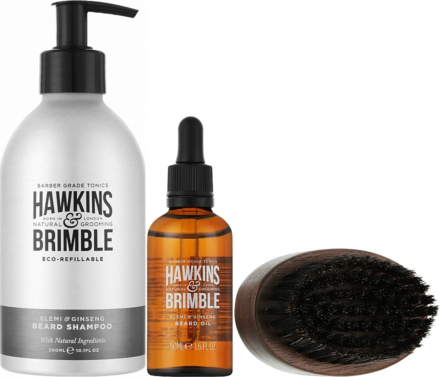 Hawkins & Brimble Набор для бороды Beard Gift Set (shm/250ml + oil/50ml + comb/1pcs) - фото N2