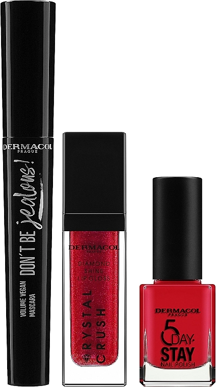 Dermacol Red Crush Set (mascara/9,5ml + tint/6ml + n/polish/11ml) Набор - фото N1